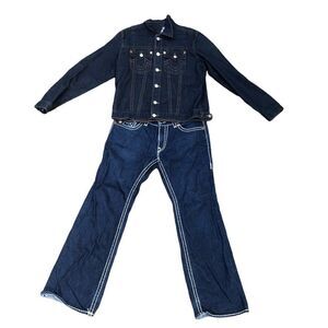 VINTAGE True Religion Jeans and Jacket Set BILLY SUPER T Blue